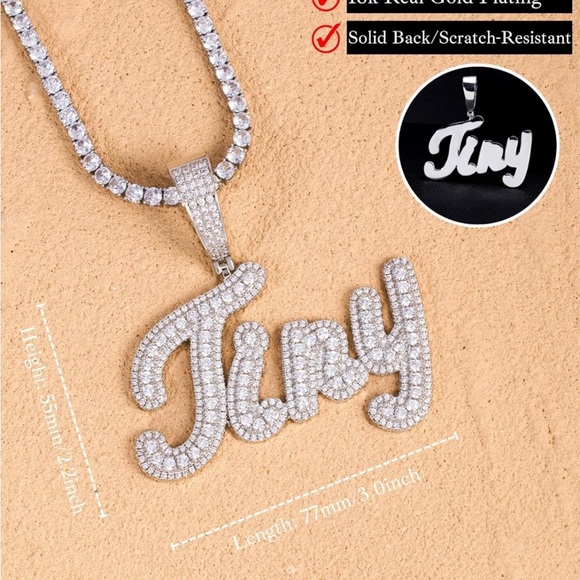 Iced Out Custom Name Necklace Personalized with Cuban Link Chain for men. - Picture 2 of 3